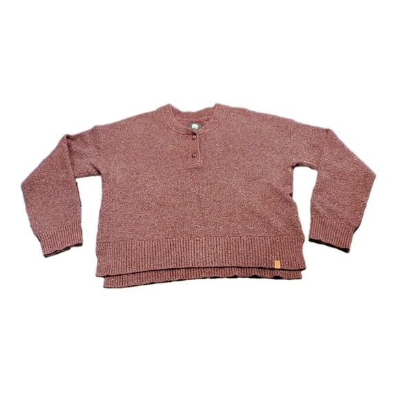 Roots Womens Sz M Boxy 2 Button Sweater Marroon Canada Preppy Casual - Picture 1 of 8